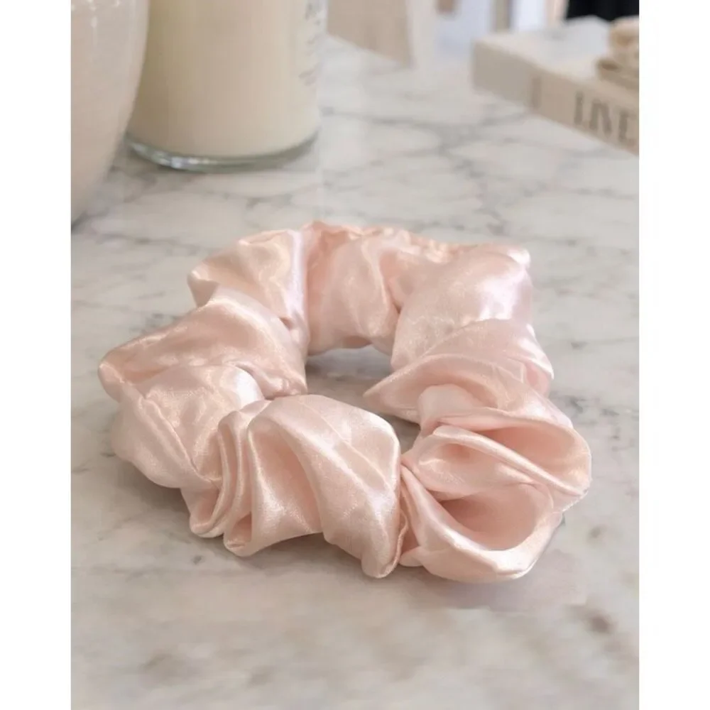 Five Shades of Summer Satin Scrunchies Set of 5 Pastel Hair Ties